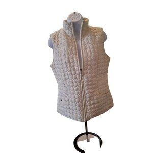 New Directions Womens Quilted Vest Small  White Sleeveless Lightweight Gorpcore